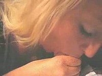 Blonde Schwanzbläserin beim Oralverkehr
